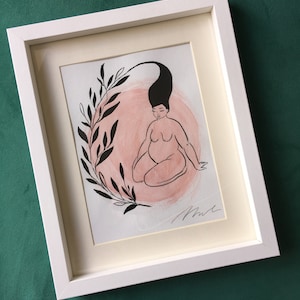 Body positivity art, ORIGINAL nudeart painting, plus size art, curvy woman art, feminist art, bedroom pink wall art, christmas gift for her