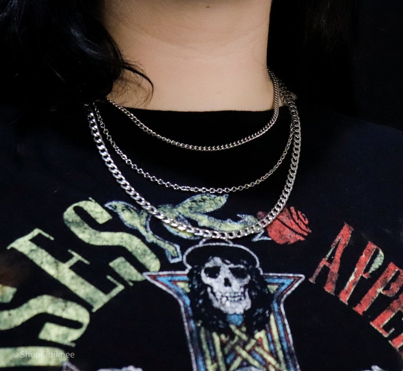 edgy jewelry chain jewelry The Three Layered Necklace stainless steel SHOPCIDIKNEE layered necklace dainty
