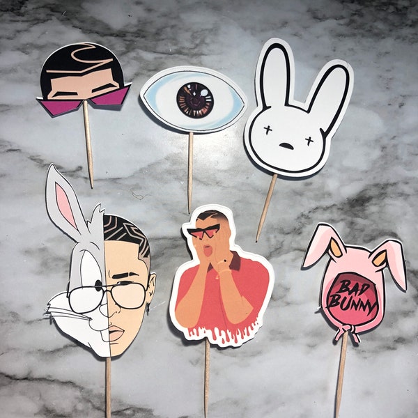 Bad Bunny Birthday Cupcake Topper
