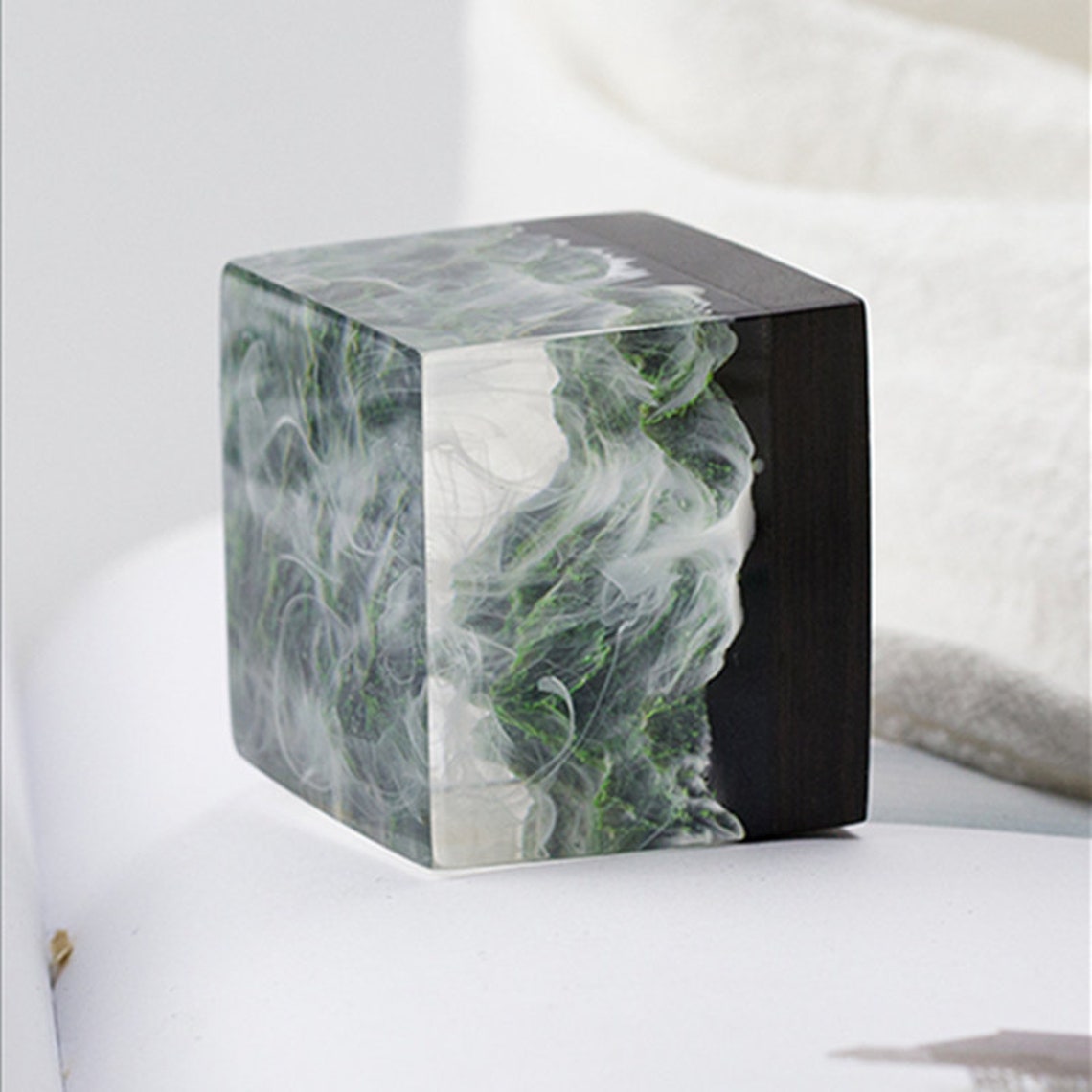 Resin Cube Resin Art Ornament Resin Night Light Gunsan Smoke Etsy