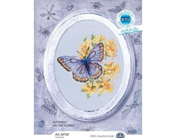 Counted Cross Stitch Kit RTO Butterfly on the dainty flower