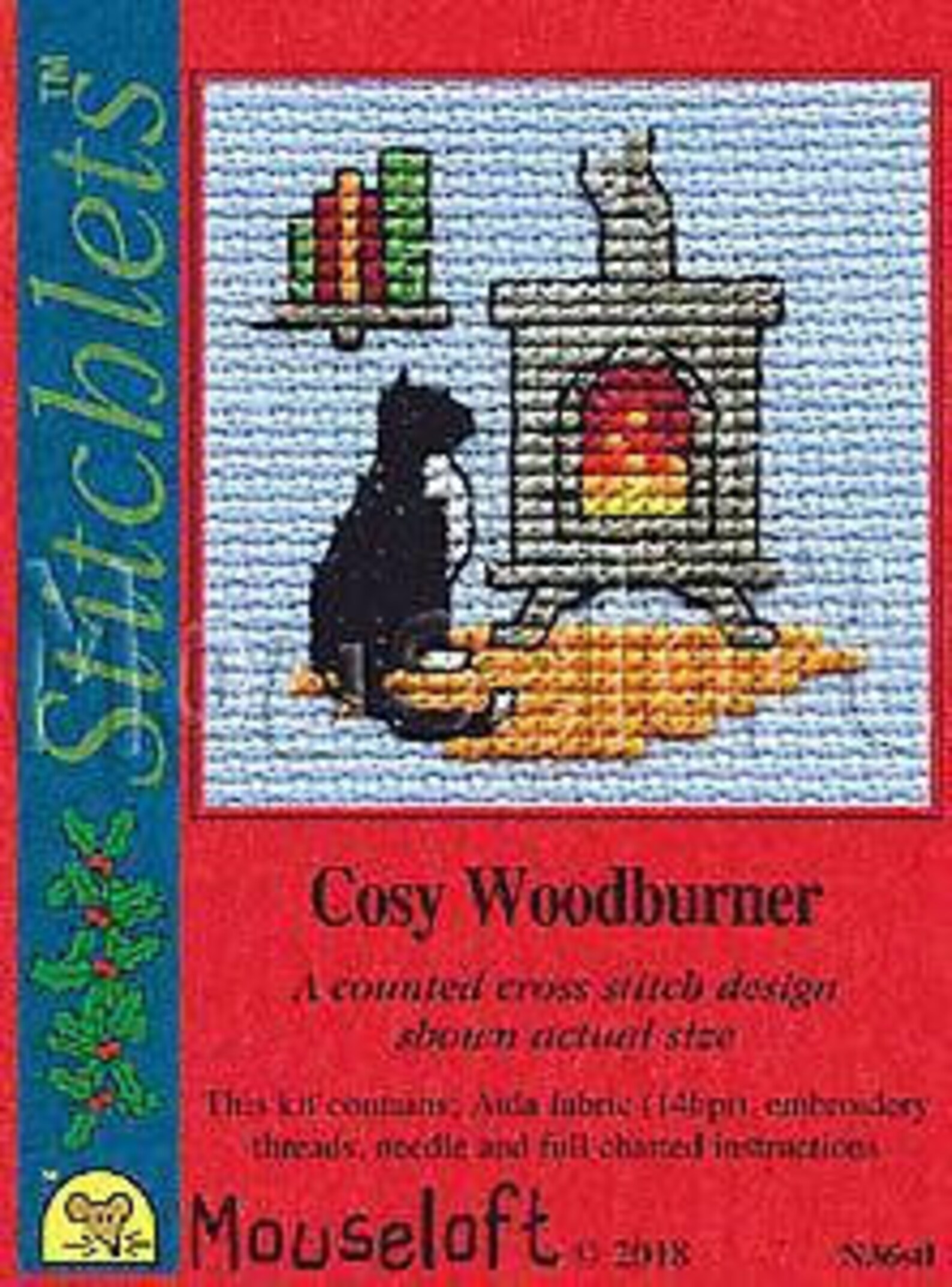 Mouseloft Counted Cross Stitch Card Kit Cosy Woodburner Etsy