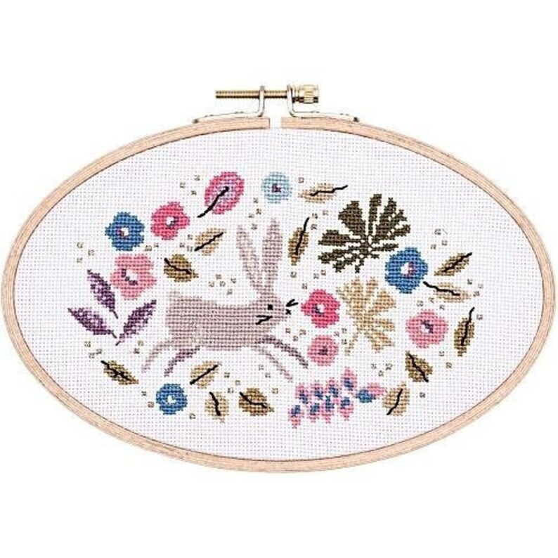 Rico Design Complete Cross Stitch Embroidery Kit Hare And Etsy