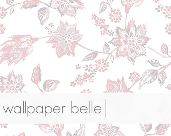 Watercolor Flowers Wallpaper - Removable Wallpaper, Self Adhesive Fabric Wallpaper, Peel and Stick Wallpaper, Blush Wallpaper