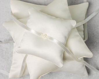 Ivory Silk Wedding Ring Pillow/ Ring Bearer Pillow/ 6" x 6"/ Wedding Decor/ Minimal Champagne Cushion/ Bridal Decor/ Luxury/ Elegant