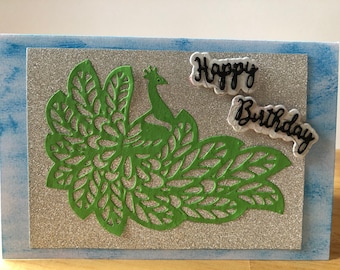 Cartão de feliz aniversário, aniversário do pavão
