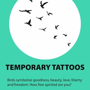BIRDS TATTOOS (2) large temporary tattoo designs