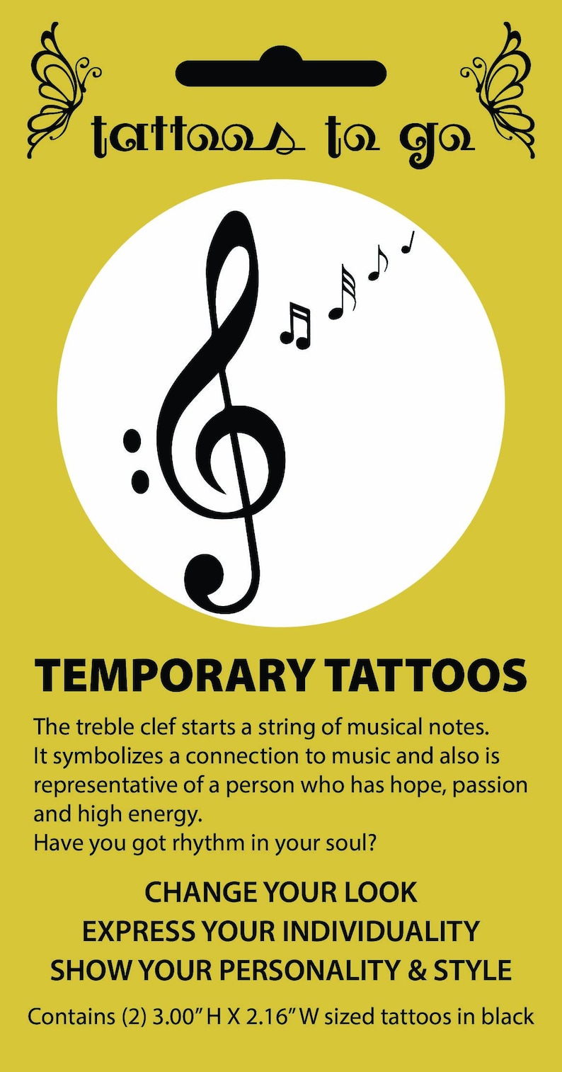MUSIC TATTOO 2) LARGE Temporary Tattoo Designs - Etsy