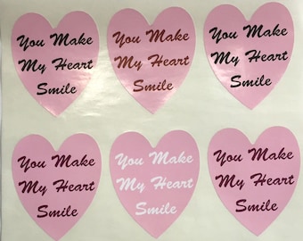 Stickers, Labels 9 Pieces -  Personalized Pink Heart Sticker