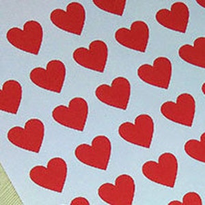 Stickers, Labels 108 Piece Red 3/4&quot; x 3/4&quot; (0.75&quot; x 0.75&quot;) mini heart stickers, different colors, sizes, and quanities for bigger sizes.
