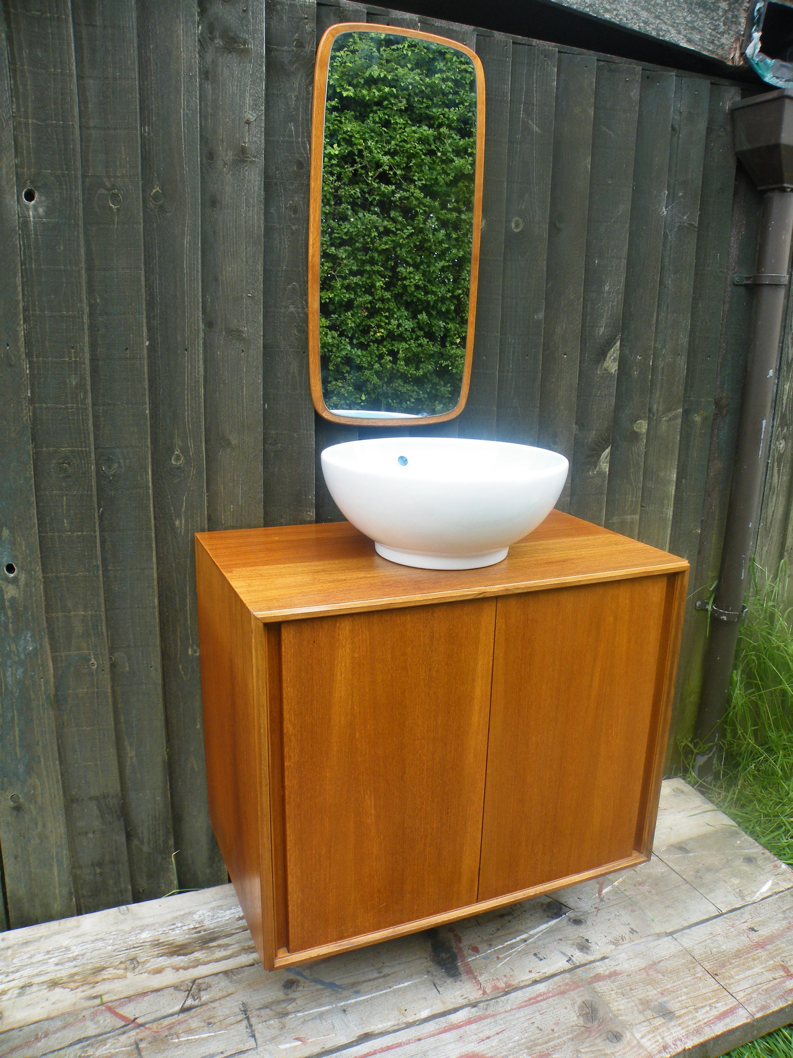 MCM Teak Danish Bathroom Vanity with Laufen Sink 1970s Mid Etsy