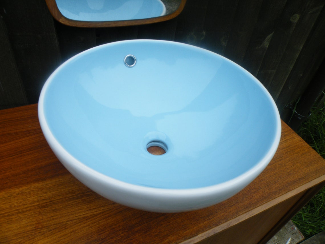 MCM Teak Danish Bathroom Vanity with Laufen Sink 1970s Mid Etsy