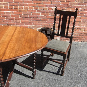 Antique Oak Table, Barley Twist Drop Leaf Gateleg Table, Scotland 1920 image 6