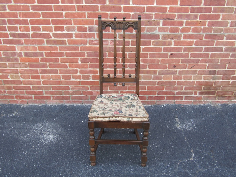 Set of 6 English Old Colonial Yorkshire Dining Chairs Gothic Antique High Back Solid Elm image 1