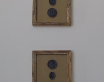 Set of Framed Intaglios in Reclaimed Wood Antique Frames.