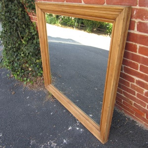 English Antique Reclaimed Yellow Pine Wall Mirror 1880s Wood image 6