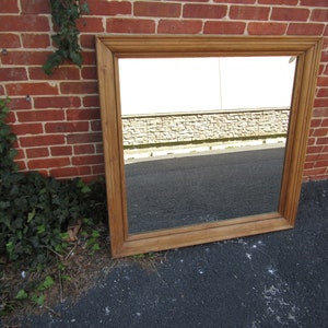 English Antique Reclaimed Yellow Pine Wall Mirror 1880s Wood image 1