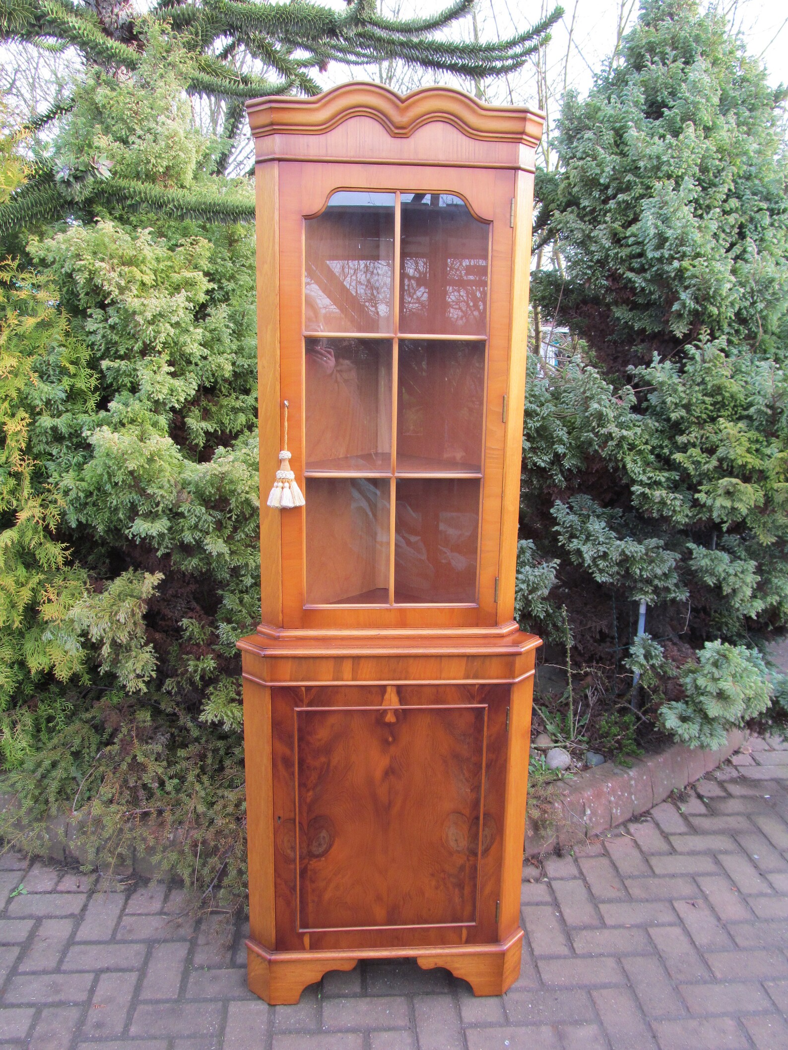 Vintage English Yew Wood Small Corner China Etsy