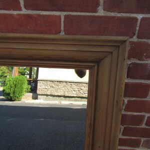 English Antique Reclaimed Yellow Pine Wall Mirror 1880s Wood image 4