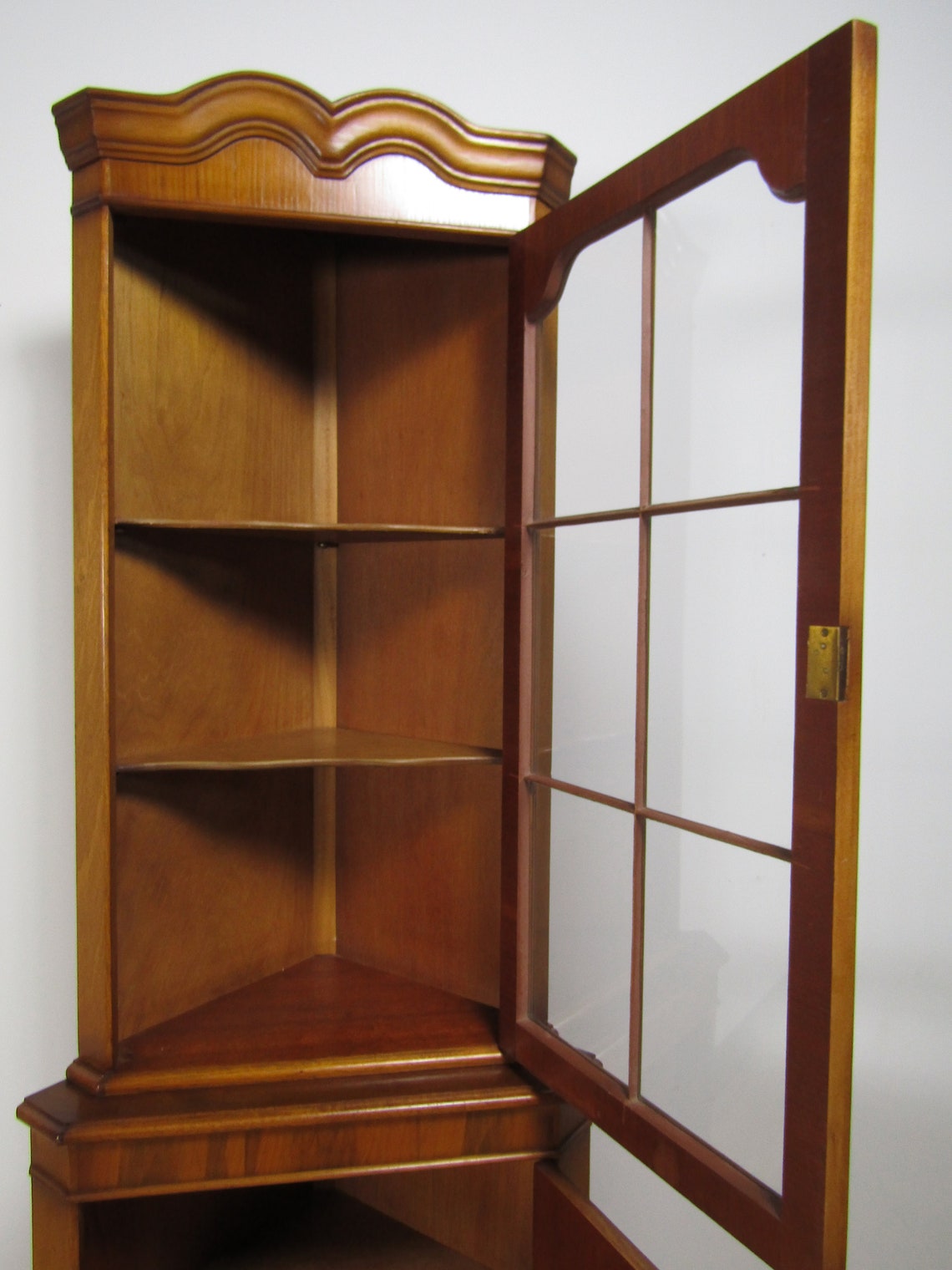 Vintage English Yew Wood Small Corner China Etsy