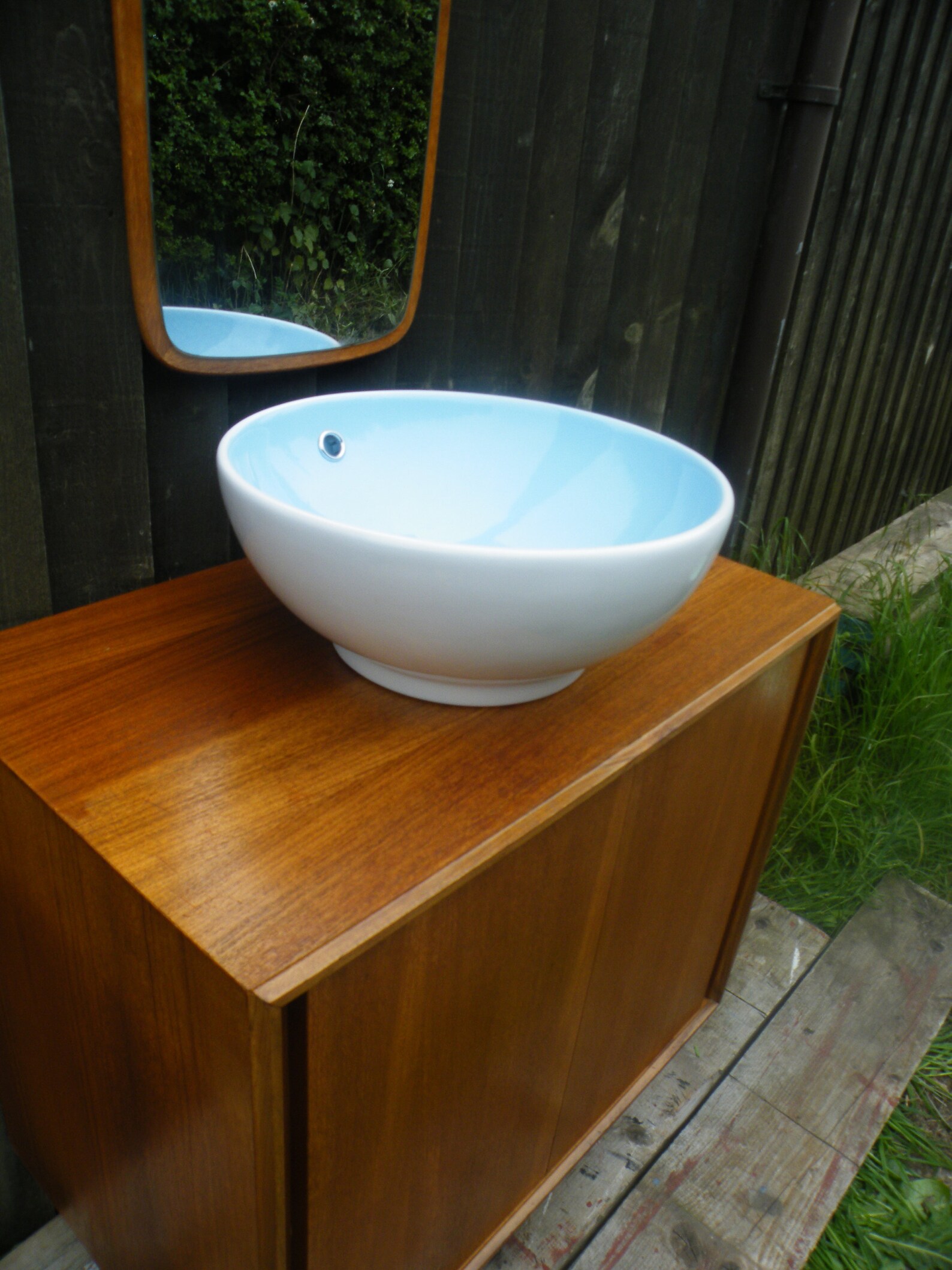 MCM Teak Danish Bathroom Vanity with Laufen Sink 1970s Mid Etsy