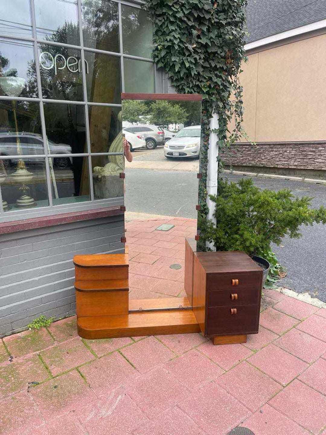 GILBERT ROHDE Early 20th Century Art Deco Walnut Vanity W/ Stool ...