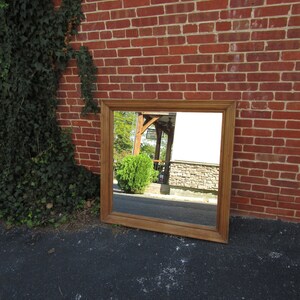English Antique Reclaimed Yellow Pine Wall Mirror 1880s Wood image 3