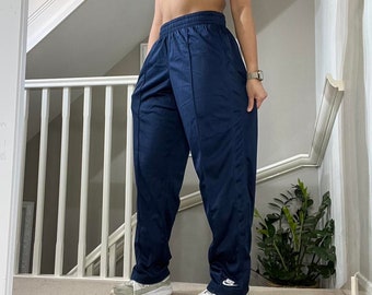 Nike High Cintura Loose Fit Softshell Chándal Bottom Trackpants Tamaño M unisex Rare Vintage 00s en combinación de colores azul