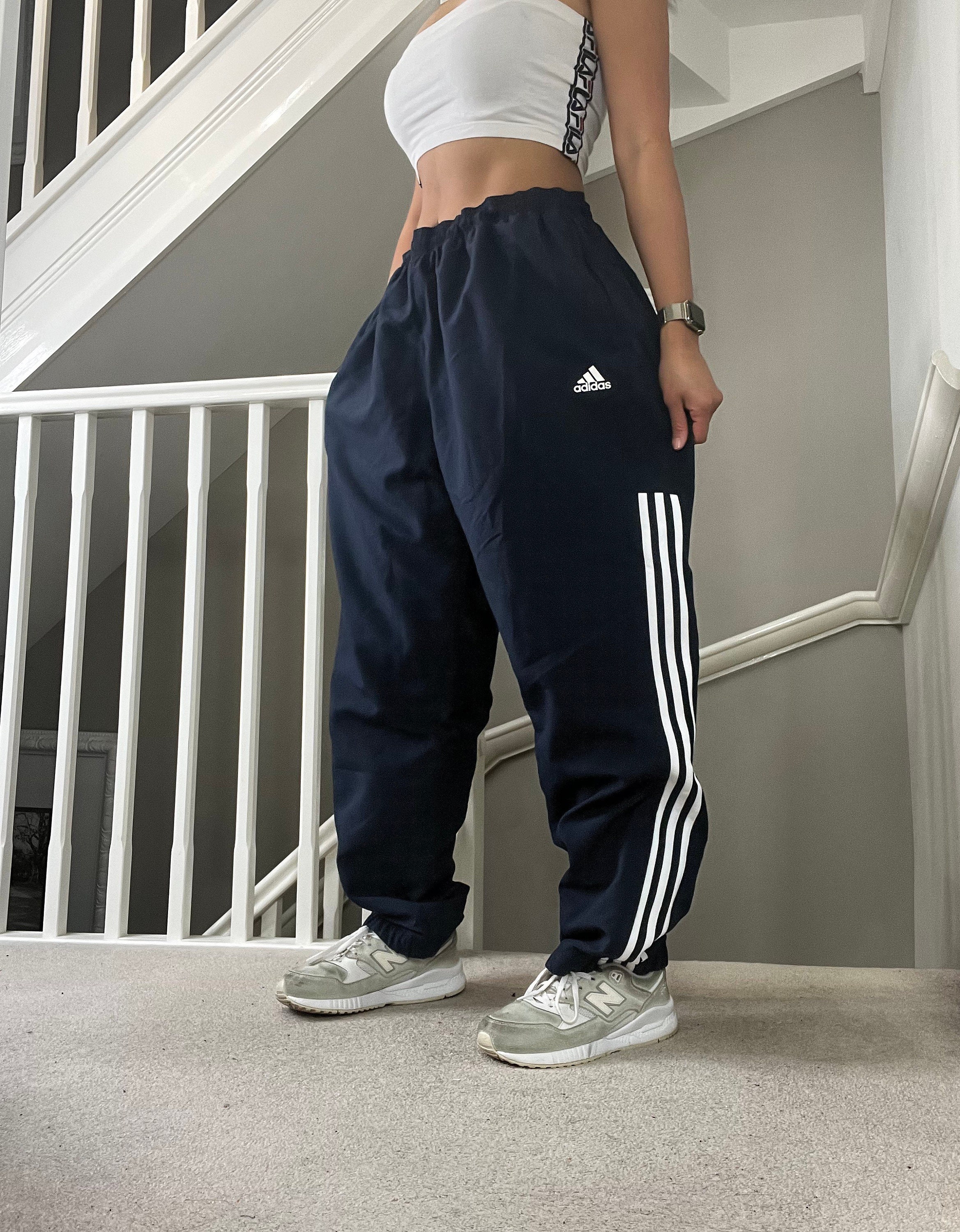 Vintage Adidas Blue Baggy Fit Windbreaker Track Pants