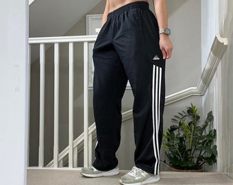 Adidas Loose Fit Soft Tracksuit Bottom Track Pants Size M unisex Rare Vintage 00s Black and White