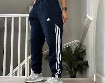 トップス 00s adidas setup L/S sweat pants M navy 2000s Adidas XL Track Pants, Vintage Blue/cream Jogger Style