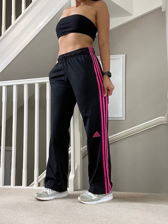 Adidas pants hotsell pink stripes