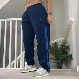 00s Adidas loose Fit classic track-pants tracksuit bottom Size XL unisex blue streetwear