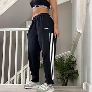 00’s Adidas tapered leg soft track-pants tracksuit bottom Size XL unisex black vintage