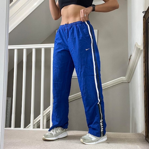 Vintage Y2K 00s Womens Nike Loose Fit Straight Leg Track Pants Tracksuit  Bottom Windpants Size XL 16-18uk Blue With White Piping -  Canada