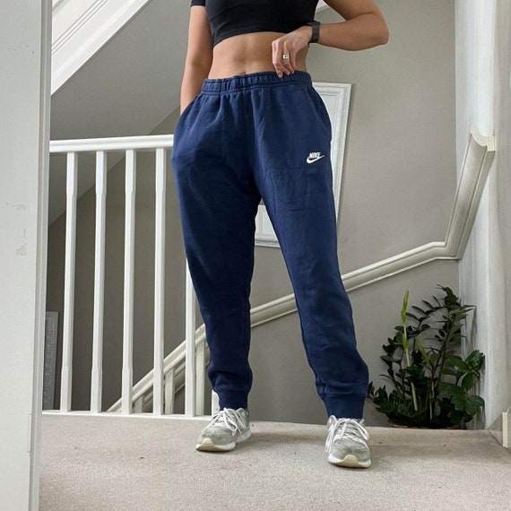 Nike Fleece Blue Joggers Sweatpants Cuffed Leg Size S unisex Rare Vintage 00s