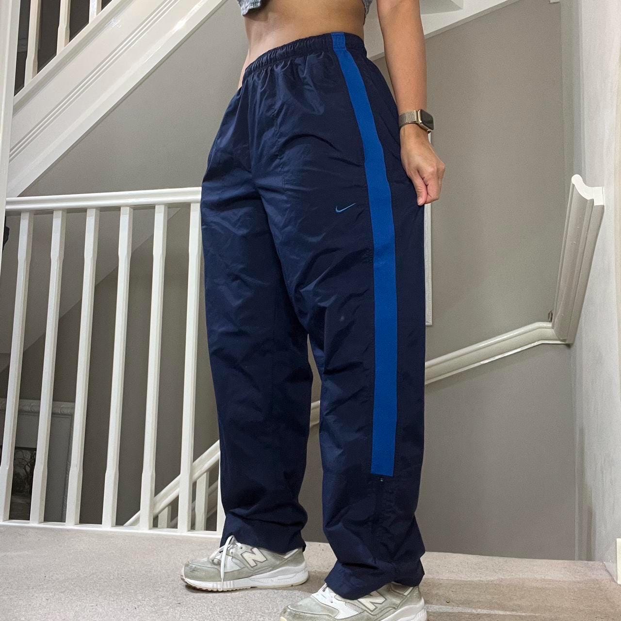 Nike Tick Logo Windbreaker Track Pants Tracksuit Bottom Black Colourway Straight Wide Leg Size M Unisex Retro Vintage Rare Etsy