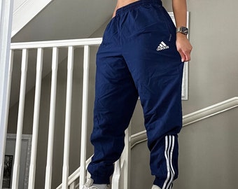 Adidas Blue Baggy Fit Mesh Lined Track Pants Size L unisex