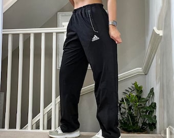 Adidas Wide Leg Soft Tracksuit Bottom Track Pants Size M unisex Rare Vintage 00s Black colourway streetwear loose fit