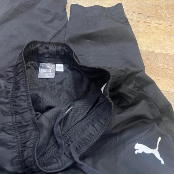 ウェア PUMA buggy track pants teck y2k black M Puma Joggers Mens M Jet Black Cotton Sweatpants White Logo