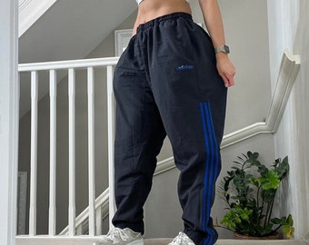 Vintage Adidas Baggy Fit Shell Track Pants Tracksuit Bottom Size 2XL Unisex Black blue Low rise Waist Etsy Israel