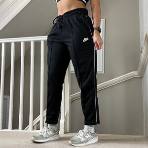 Nike Track Pants Womens Large Black Elastic Waist Ankle Cinch Vintage Y2K