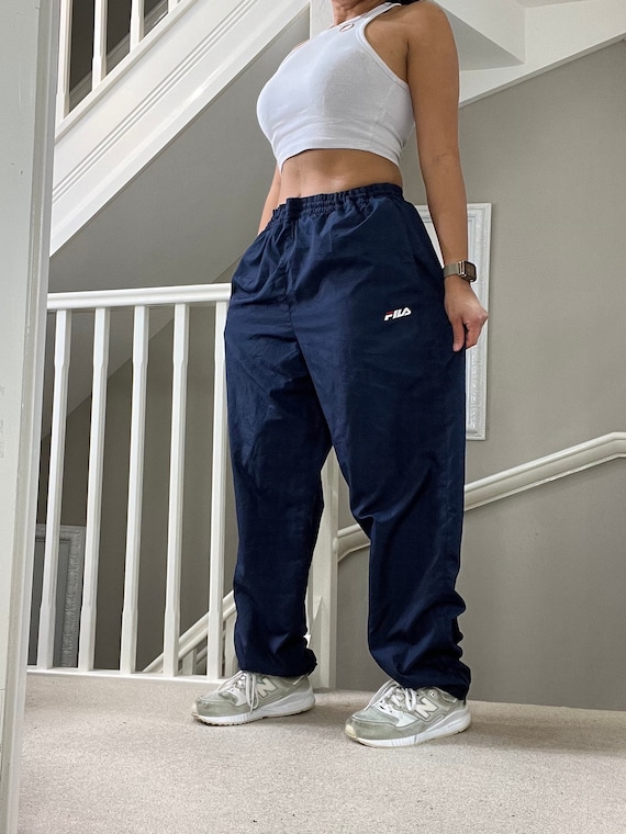 Fila Oversized Fit Straight Leg Lightweight Nylon Track Pants Tracksuit  Bottom Windpants Size L Unisex Blue Rare Vintage 00s -  Canada