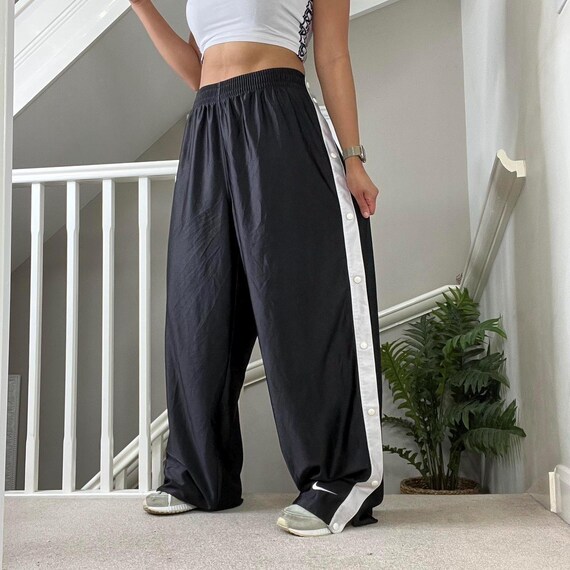 Nike black and white popper track pants hotsell