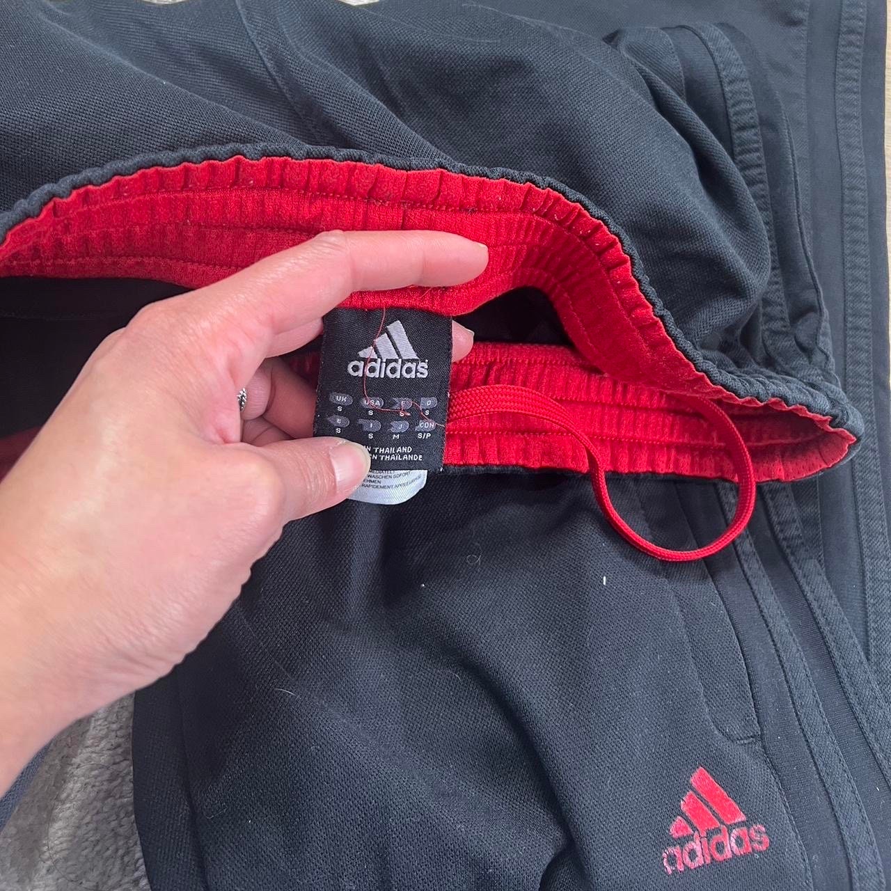 Adidas tracksuit bottoms red stripe sale