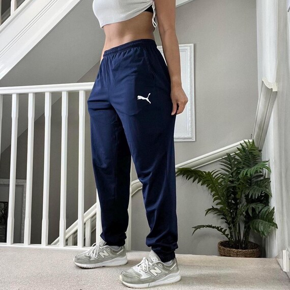 00s Puma Blue Baggy Fit Softshell Track Pants Tracksuit Bottom Size M Unisex Drawcors Waist Cuffed Tapered Leg Etsy