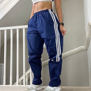 Vintage Adidas Baggy Fit Windbrea Shellsuit Track Pants Size M unisex in  Blue Colourway with white stripes