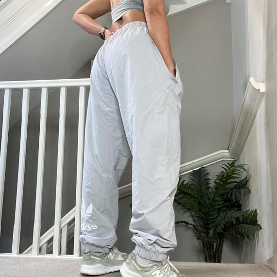 パンツ 00s archive adidas nylon wide pants y2k Vintage Y2K Adidas Womens Medium Three Stripe Lined Nylon