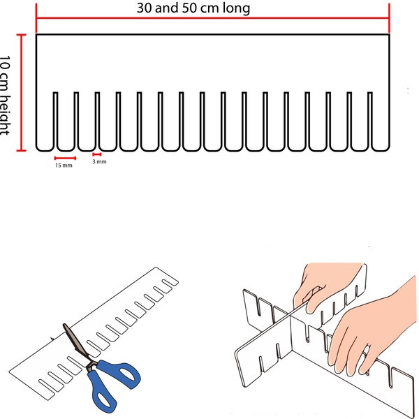 DIY drawer organiser,  DIY drawer divider, ECO wood chipboard cardboard drawer dividers multiuse