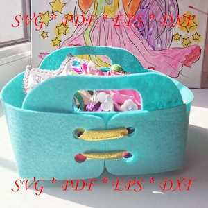 DIY storage bin. Felt basket SVG. Catchall desk organizer, storage basket. Cut file for felt and leather projects